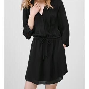 Babaton Bennett Shirt Dress Small Black Mini Quiet Luxury Preppy Minimalist